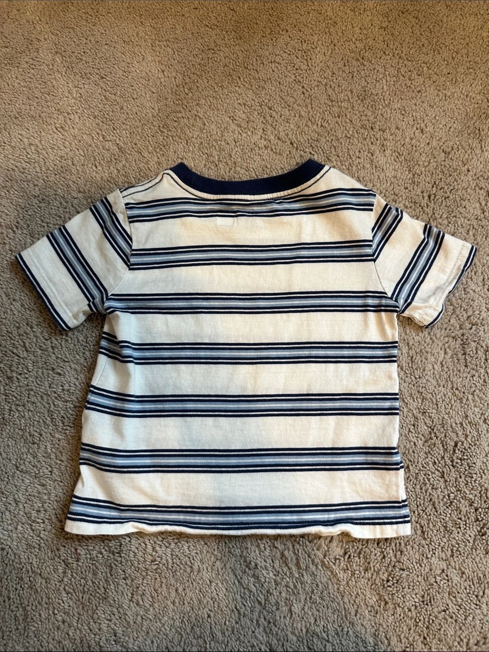 Worn once - 18M Ralph Lauren Navy & White Stripes Crewneck Tee